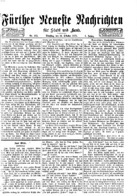 Fürther neueste Nachrichten für Stadt und Land (Fürther Abendzeitung) Dienstag 22. Oktober 1872