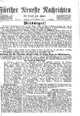 Fürther neueste Nachrichten für Stadt und Land (Fürther Abendzeitung) Dienstag 19. November 1872