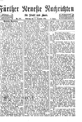 Fürther neueste Nachrichten für Stadt und Land (Fürther Abendzeitung) Mittwoch 11. Dezember 1872