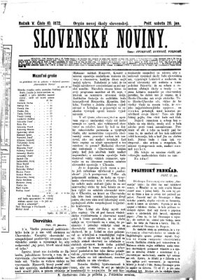 Slovenské noviny Samstag 20. Januar 1872