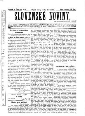 Slovenské noviny Donnerstag 25. Januar 1872