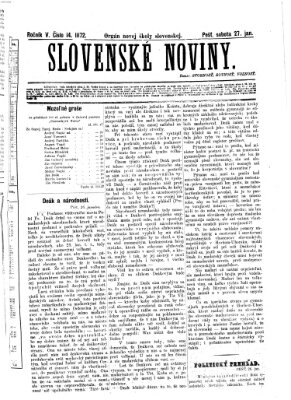 Slovenské noviny Samstag 27. Januar 1872