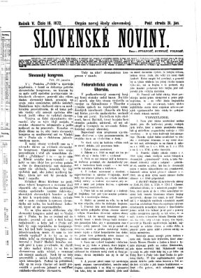 Slovenské noviny Mittwoch 31. Januar 1872