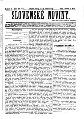 Slovenské noviny Mittwoch 6. März 1872