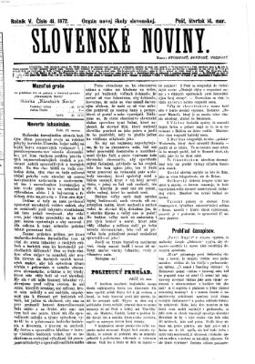 Slovenské noviny Donnerstag 14. März 1872