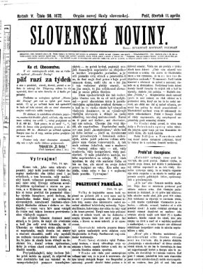 Slovenské noviny Donnerstag 11. April 1872