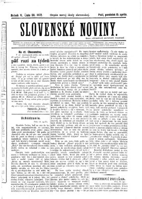 Slovenské noviny Montag 15. April 1872