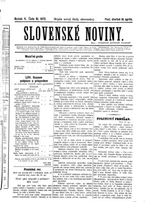 Slovenské noviny Donnerstag 18. April 1872