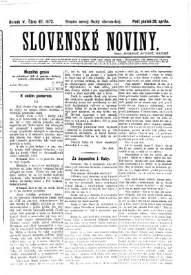 Slovenské noviny Freitag 26. April 1872