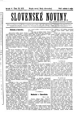 Slovenské noviny Samstag 4. Mai 1872