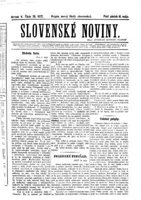 Slovenské noviny Freitag 10. Mai 1872