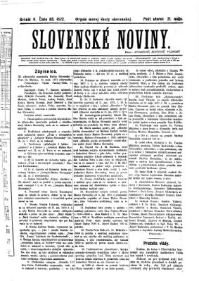 Slovenské noviny Dienstag 21. Mai 1872