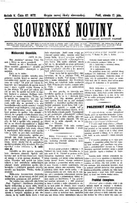 Slovenské noviny Mittwoch 17. Juli 1872