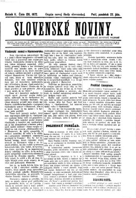 Slovenské noviny Montag 22. Juli 1872