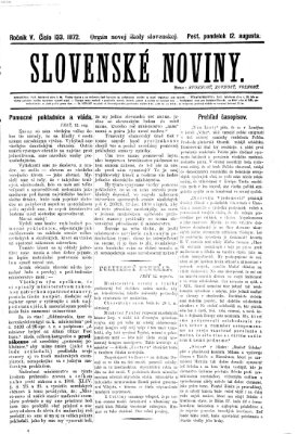 Slovenské noviny Montag 12. August 1872