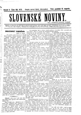 Slovenské noviny Montag 19. August 1872