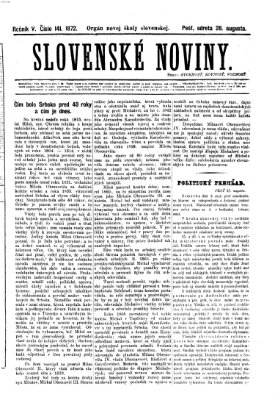 Slovenské noviny Mittwoch 28. August 1872