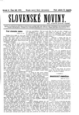 Slovenské noviny Samstag 31. August 1872