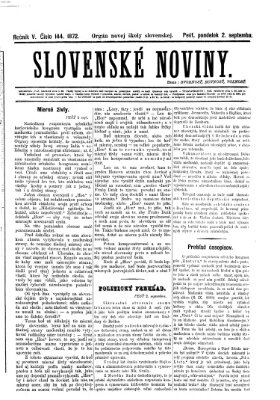 Slovenské noviny Montag 2. September 1872