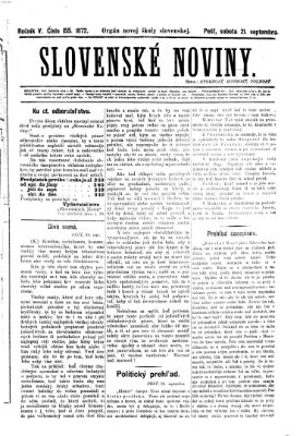 Slovenské noviny Samstag 21. September 1872