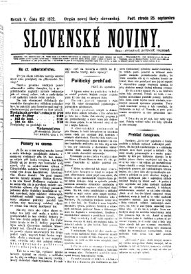 Slovenské noviny Mittwoch 25. September 1872