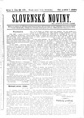 Slovenské noviny Montag 7. Oktober 1872