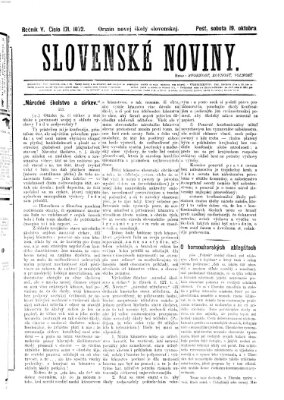 Slovenské noviny Samstag 19. Oktober 1872