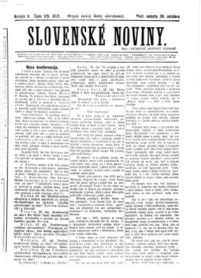 Slovenské noviny Samstag 26. Oktober 1872