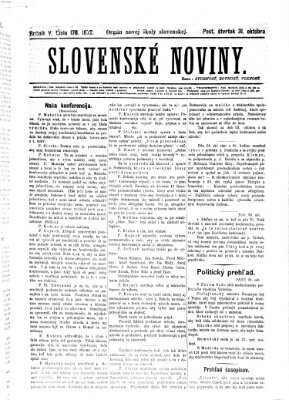 Slovenské noviny Donnerstag 31. Oktober 1872