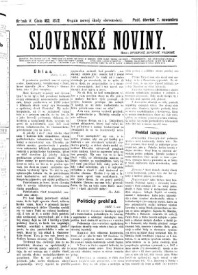 Slovenské noviny Donnerstag 7. November 1872