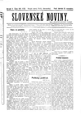 Slovenské noviny Donnerstag 21. November 1872