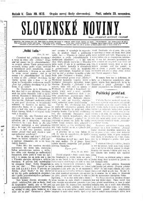 Slovenské noviny Samstag 23. November 1872