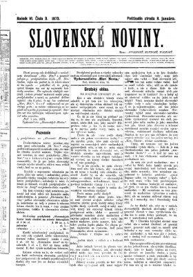 Slovenské noviny Mittwoch 8. Januar 1873