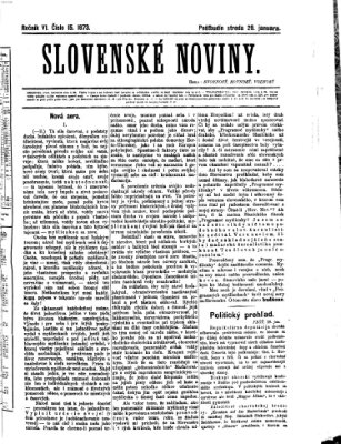 Slovenské noviny Mittwoch 29. Januar 1873