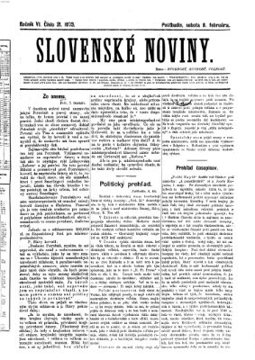 Slovenské noviny Samstag 8. Februar 1873