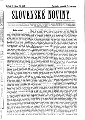 Slovenské noviny Montag 17. Februar 1873