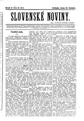 Slovenské noviny Mittwoch 26. Februar 1873