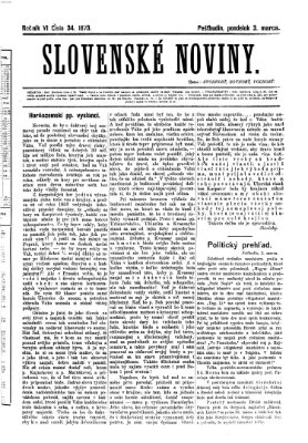 Slovenské noviny Montag 3. März 1873