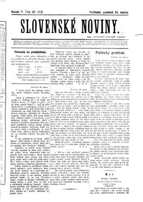 Slovenské noviny Montag 24. März 1873