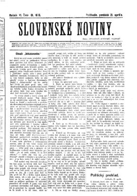 Slovenské noviny Montag 21. April 1873