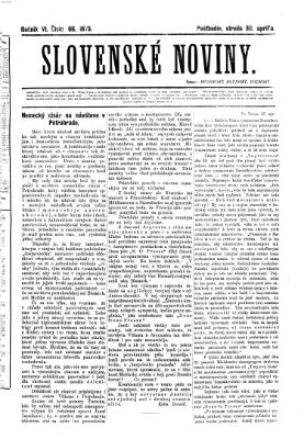 Slovenské noviny Mittwoch 30. April 1873