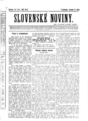 Slovenské noviny Mittwoch 9. Juli 1873