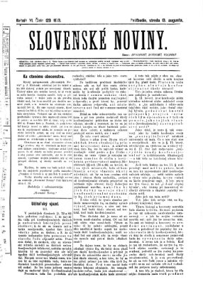 Slovenské noviny Mittwoch 13. August 1873