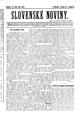 Slovenské noviny Mittwoch 27. August 1873