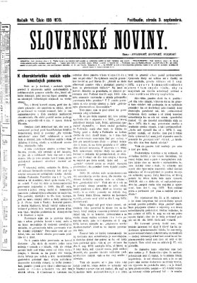 Slovenské noviny Mittwoch 3. September 1873