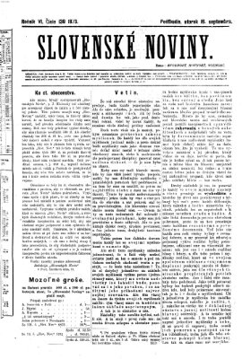 Slovenské noviny Dienstag 16. September 1873