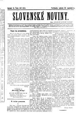 Slovenské noviny Samstag 20. September 1873