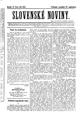 Slovenské noviny Montag 22. September 1873