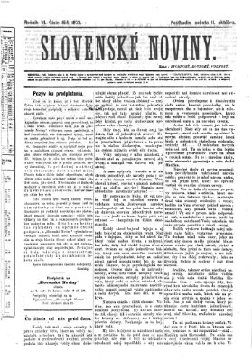 Slovenské noviny Samstag 11. Oktober 1873