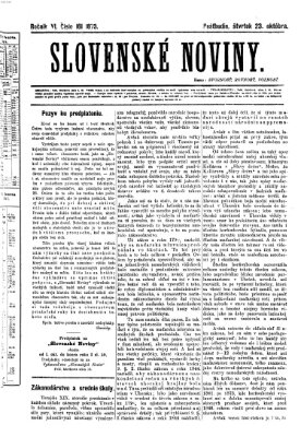 Slovenské noviny Donnerstag 23. Oktober 1873